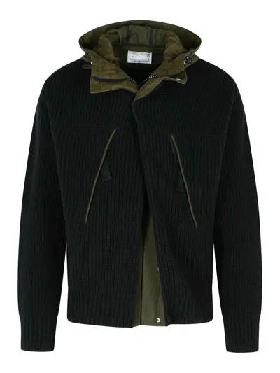 Sacai Black Wool Blend Jacket In Black