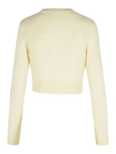 Self-portrait Womens Cream Cropped Embellished Stretch-wool Blend Cardigan In Neutral