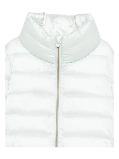 Save The Duck Short Puffer Coat With High Collar In White