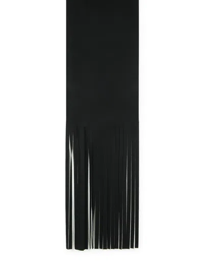 Sportmax Long Rectangular Scarf Featuring Fringe Embellishments In Black