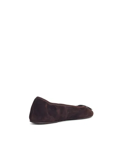 Tory Burch Reva Travel Suede Ballet Flats In Brown