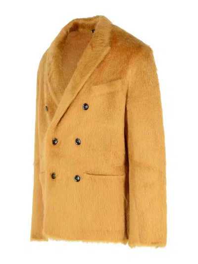 Tom Ford Double-breasted Cashmere Mohair Jacket In Neutral
