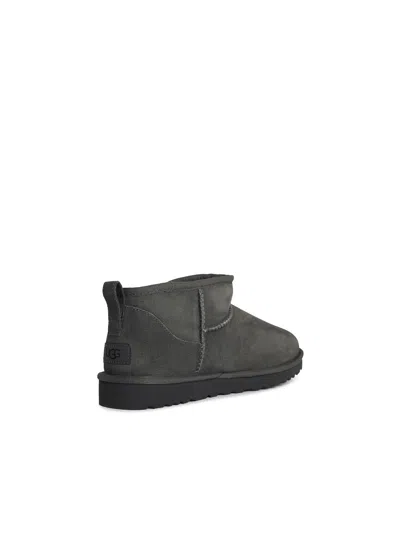 Ugg Classic Ultra Mini Grey Suede Boots In Green