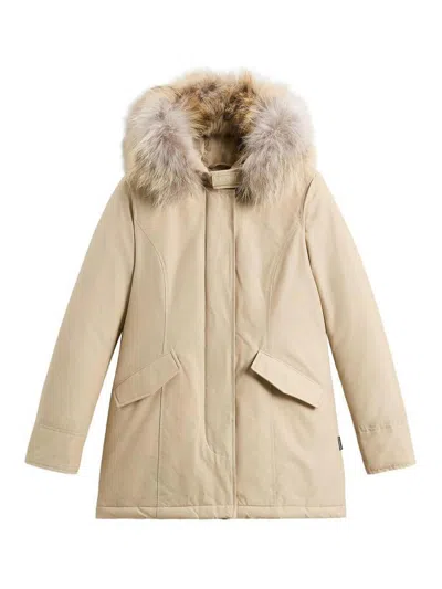 Woolrich Cream Water-repellent Jacket In Animal Print