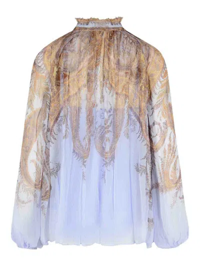 Zimmermann Blusa Hypnotic In Crepe Stampato   Donna In Blue