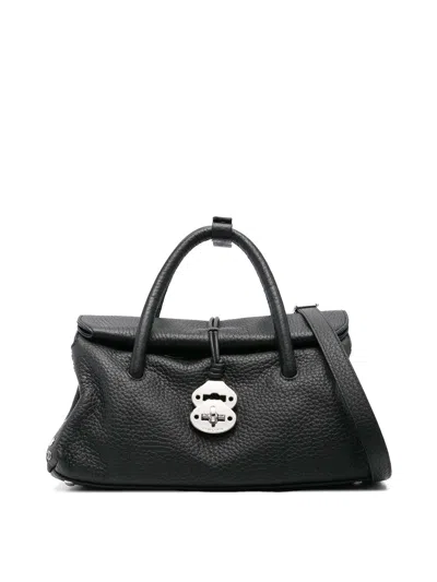 Zanellato Dotta Centauro Small Leather Handbag In Black