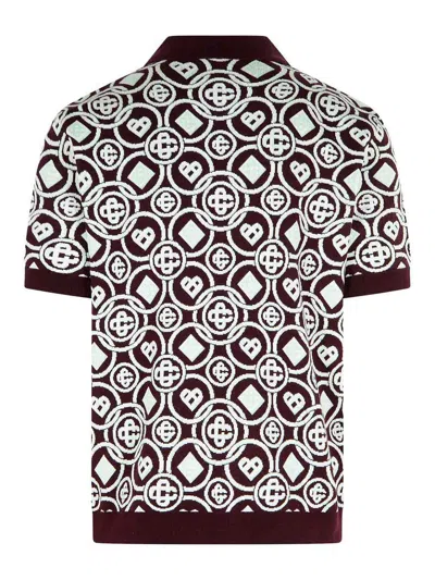Casablanca Mens Aubergine Embroidered-logo Monogram Cotton Polo Shirt In Red