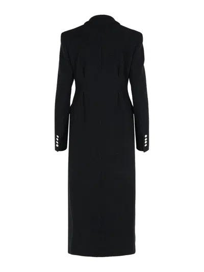 Alessandra Rich Wool Blend Coat Button Detailing In Black