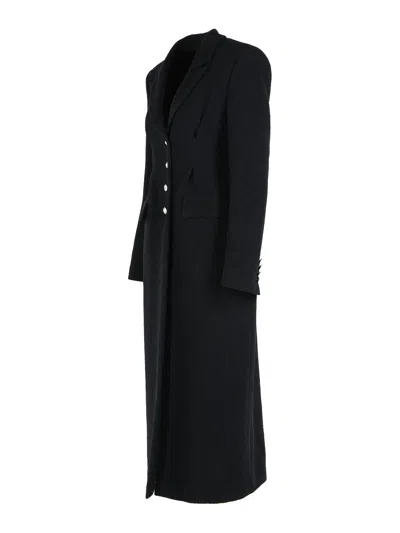 Alessandra Rich Wool Blend Coat Button Detailing In Black