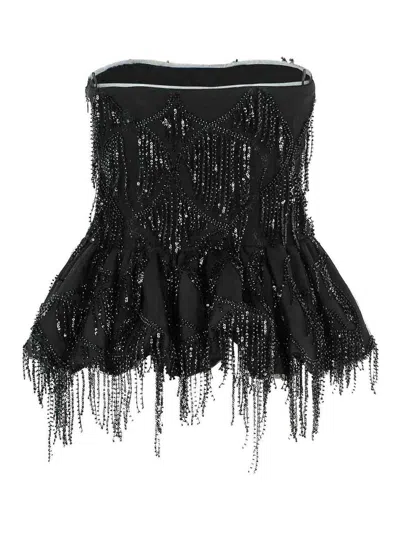 Rotate Birger Christensen Sequins Bubble Top In Black