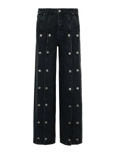 Rotate Birger Christensen Jeans Con Bottoni Black Denim In Black