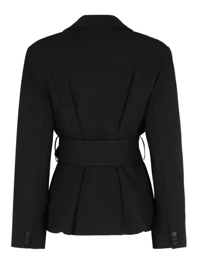 Rotate Birger Christensen Black Single-breasted Jacket With Belt In Black