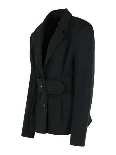 Rotate Birger Christensen Black Single-breasted Jacket With Belt In Black