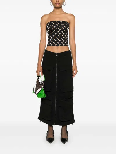 Marine Serre Moon Print Jersey Tube Top In Black