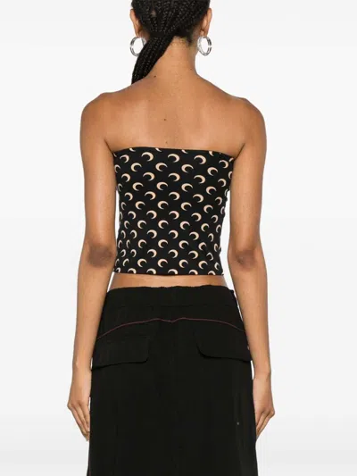 Marine Serre Moon Print Jersey Tube Top In Black