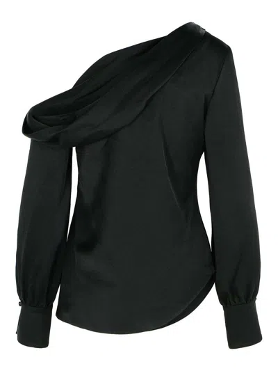Simkhai Alice Black One-shoulder Top With Asymmetric Neckline And Cut-out Cuffs In Tech Fabric Woman In Black