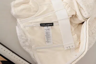 Pre-owned Dolce & Gabbana White Flower Lace Corsage Long Maxi Women's Dress ()