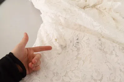 Pre-owned Dolce & Gabbana White Flower Lace Corsage Long Maxi Women's Dress ()