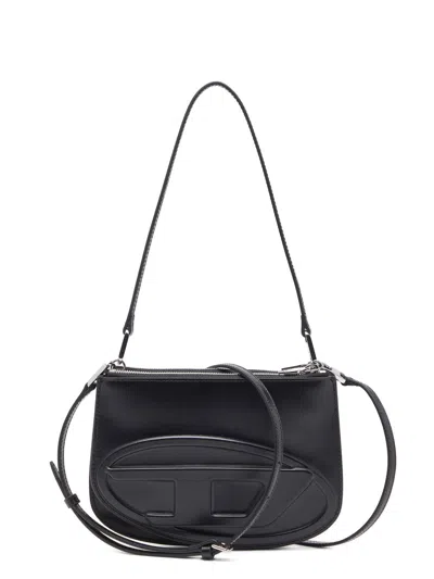 Diesel 1dr 20. Twin Shoulder Bag In Black Leather