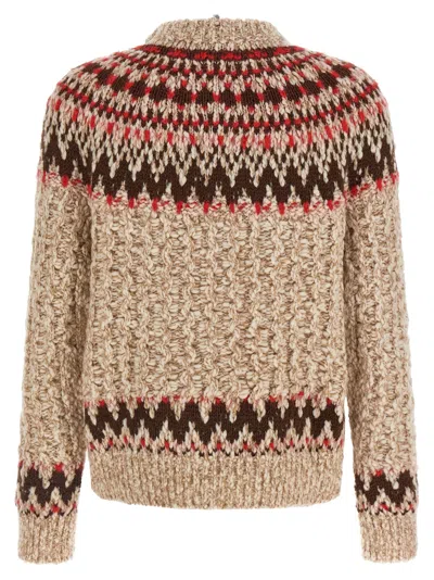 Moncler Jacquard Wool Blend Sweater With Geometric Pattern In Multi