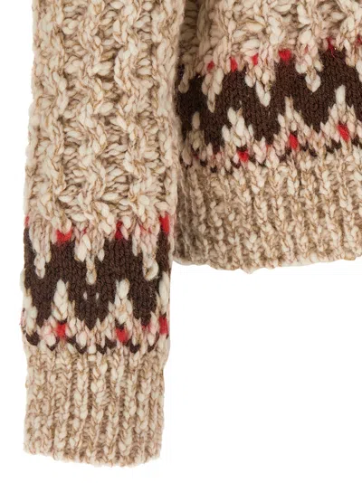Moncler Jacquard Wool Blend Sweater With Geometric Pattern In Multi