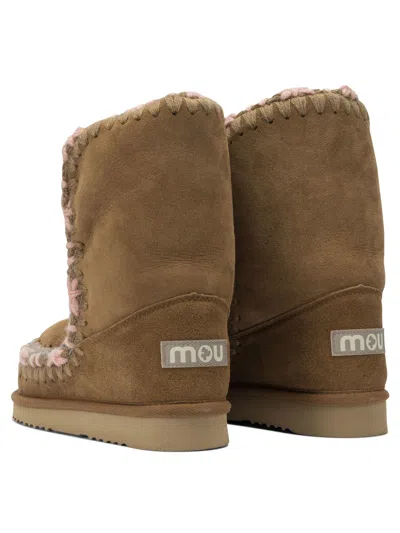 Mou Beige Sheep Wool Ankle Boots In Brown