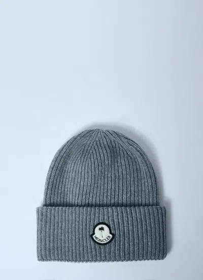 Moncler 8  Palm Angels Men Logo Patch Beanie Hat In Blue