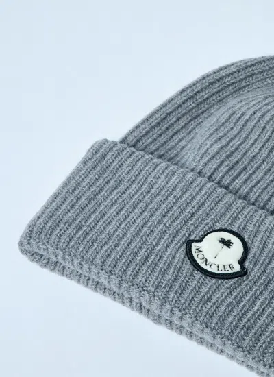 Moncler 8  Palm Angels Men Logo Patch Beanie Hat In Blue