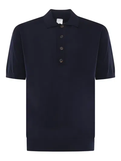 Eleventy Cotton And Cashmere Polo Shirt In Blue