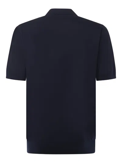 Eleventy Cotton And Cashmere Polo Shirt In Blue