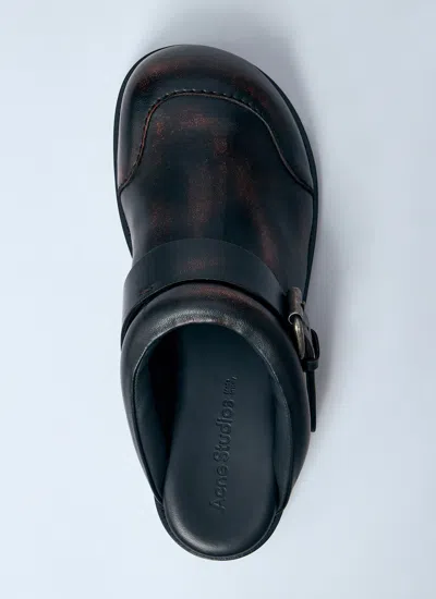 Acne Studios Women Leather Buckle Mules In Brown