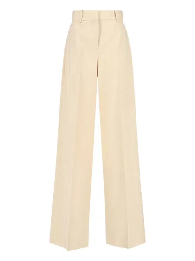 Ermanno Scervino High Waist Wide Leg Trousers With Belt Loops In Neutral