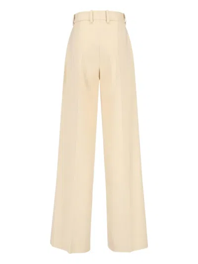 Ermanno Scervino High Waist Wide Leg Trousers With Belt Loops In Neutral