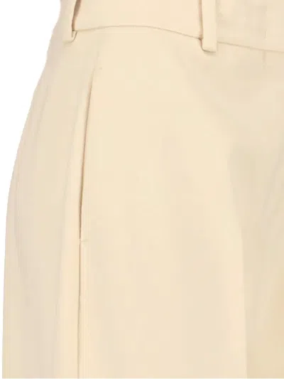 Ermanno Scervino High Waist Wide Leg Trousers With Belt Loops In Neutral