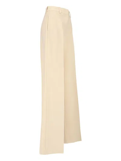 Ermanno Scervino High Waist Wide Leg Trousers With Belt Loops In Neutral