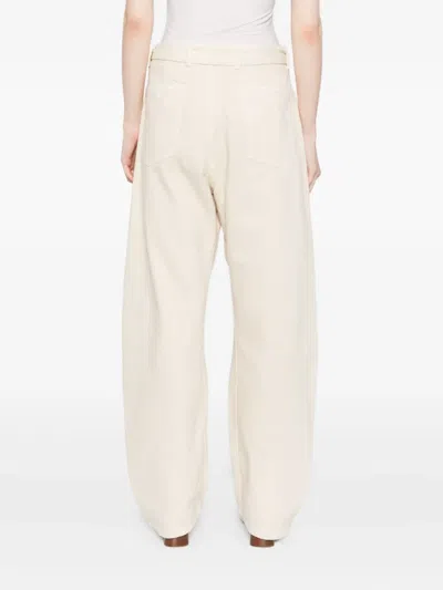 Lemaire Twisted Belted Trousers In Neutral