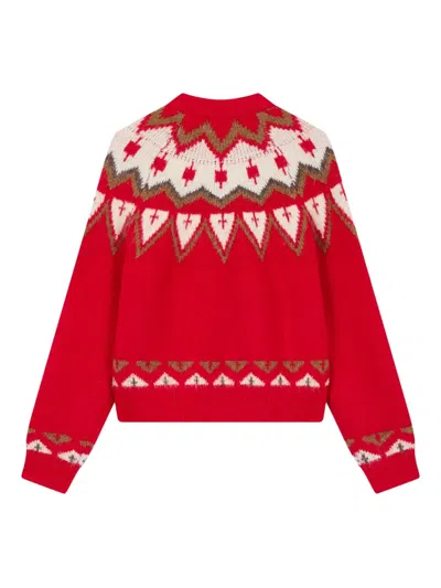 Studio Tomboy Round Neck Cardigan In Red