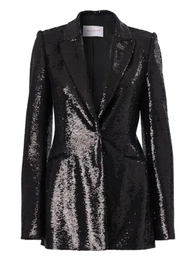Carolina Herrera Peak Lapel Sequined Blazer In Black