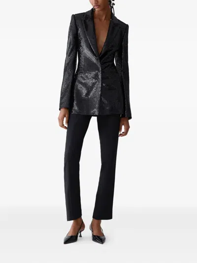 Carolina Herrera Peak Lapel Sequined Blazer In Black