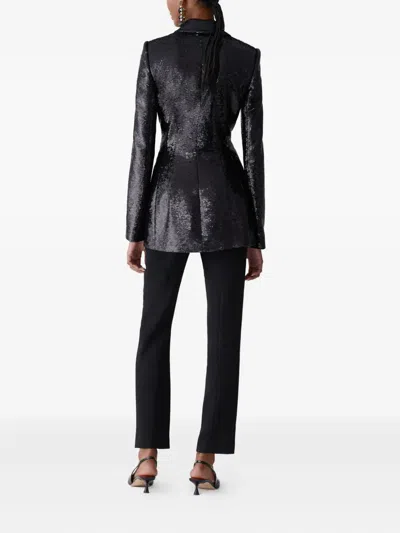 Carolina Herrera Peak Lapel Sequined Blazer In Black