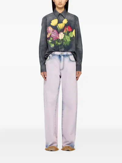 Msgm Logo Jeans In Pink