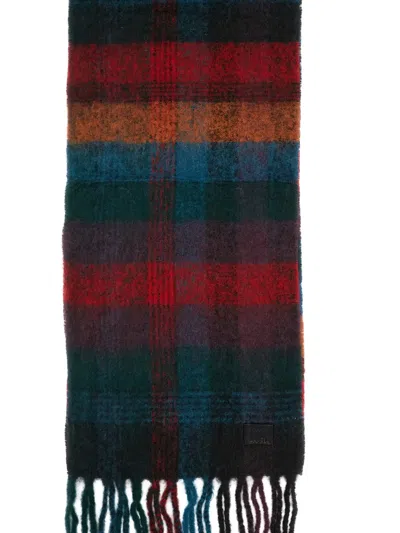 Paul Smith Fringed Check Scarf In Multi