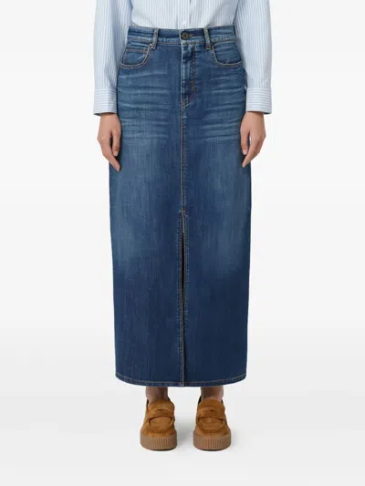 Weekend Max Mara Gelada Denim Midi Skirt In Blue