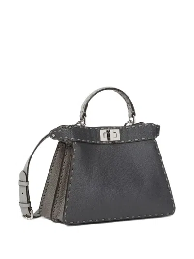 Fendi Small Peekaboo Iseeu Selleria Stitching Tote Bag In Gray
