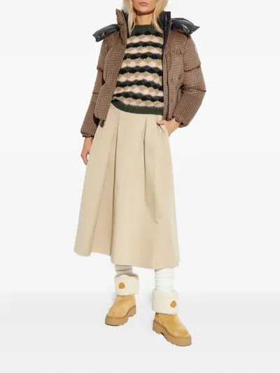 Moncler Embroidered Polyester Quierzy Down Jacket In Brown