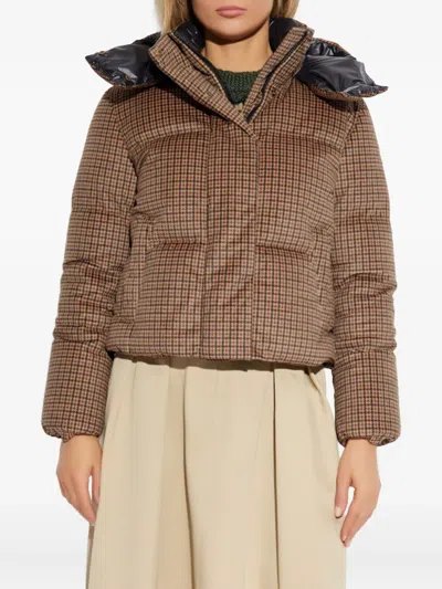 Moncler Embroidered Polyester Quierzy Down Jacket In Brown