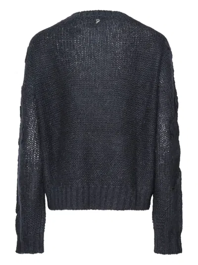 Dondup Drop-shoulder Ribbed-hem Sweater In Black