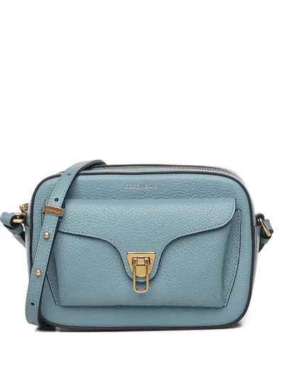 Coccinelle Flap Leather Shoulder Bag In Blue