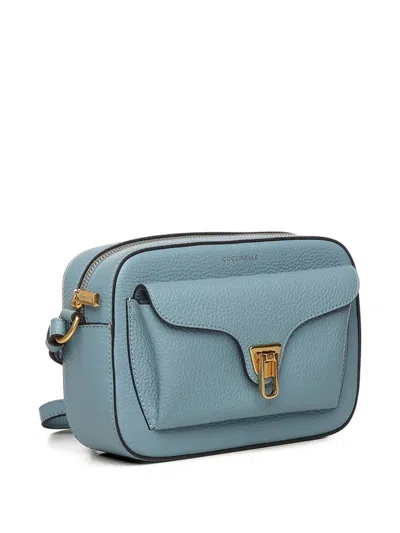 Coccinelle Flap Leather Shoulder Bag In Blue