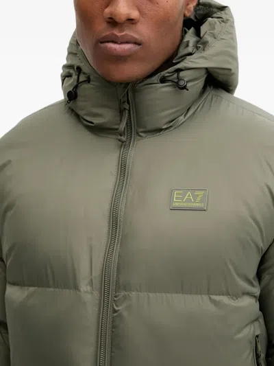 Ea7 Logo-patch Hooded Jacket In Green